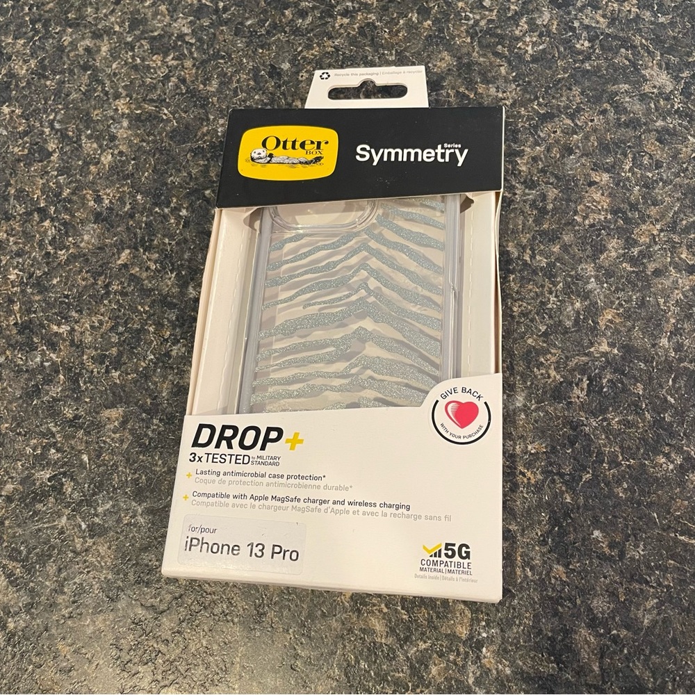 Zebra Silver apple iphone 13 pro OtterBox symmetry drop +